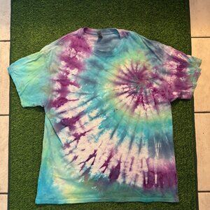 Tie Dye Spiral T-Shirt Purple Blue Green